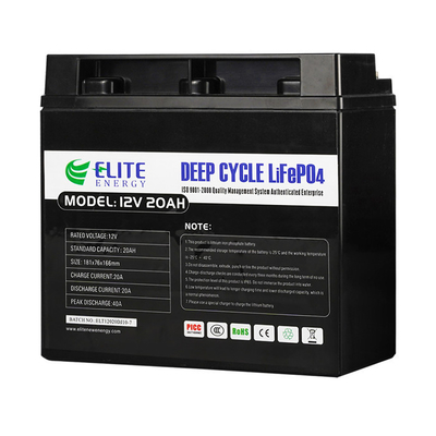 ​Elite LFP 12v 20Ah Lithium Ion Battery , Deep Cycle LiFePO4 Li Ion Battery