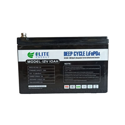 Portable 12V 10Ah LiFePO4 IP54 128 Wh Lithium Rechargeable Battery