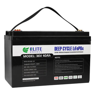 Rechargeable Li ion 40Ah 1536Wh 36V LiFePO4 Battery Deep Cycle